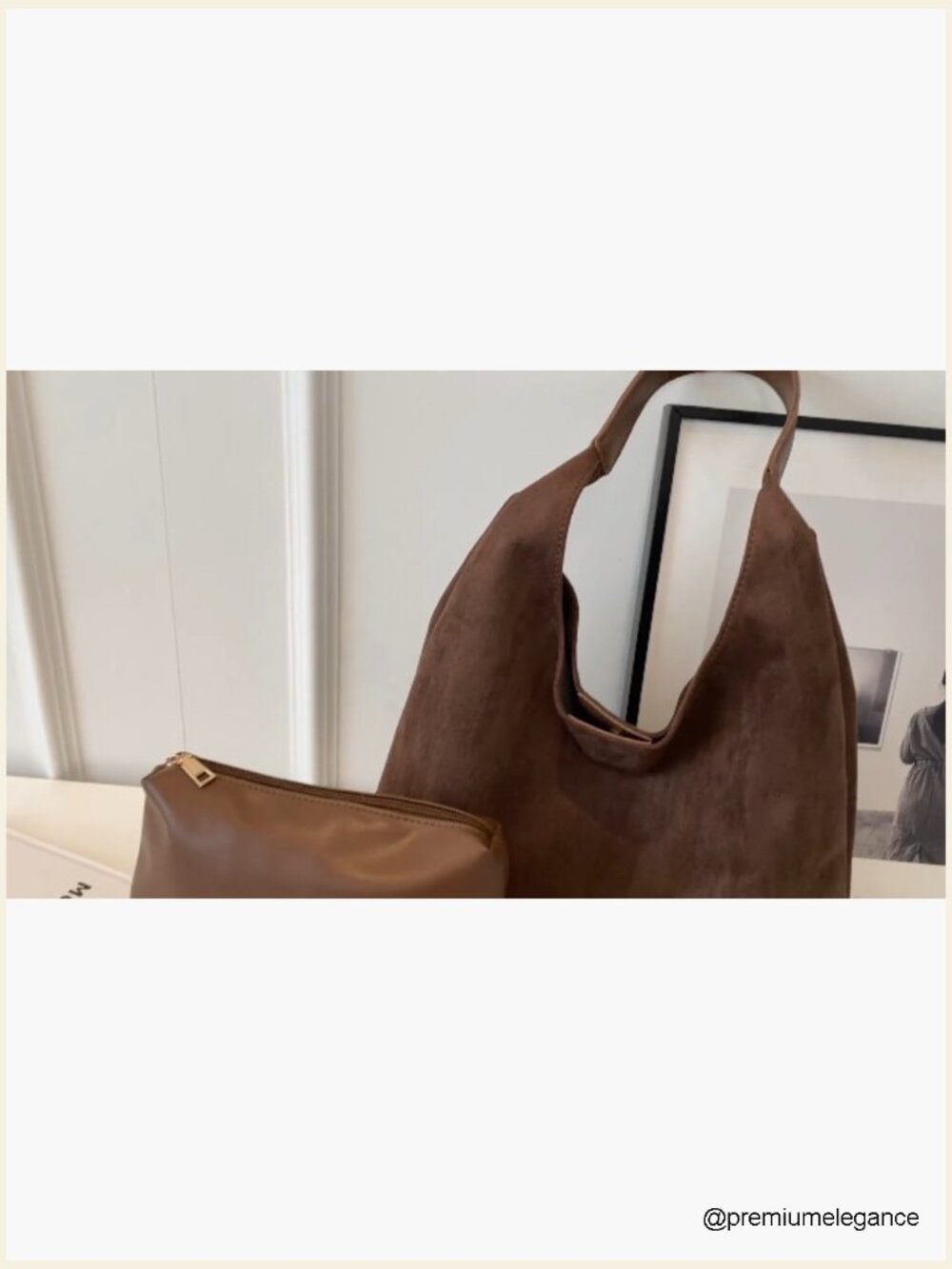 Faux Suede Tote Bag Large Capacity Hobo Purse - Picture 7 of 7